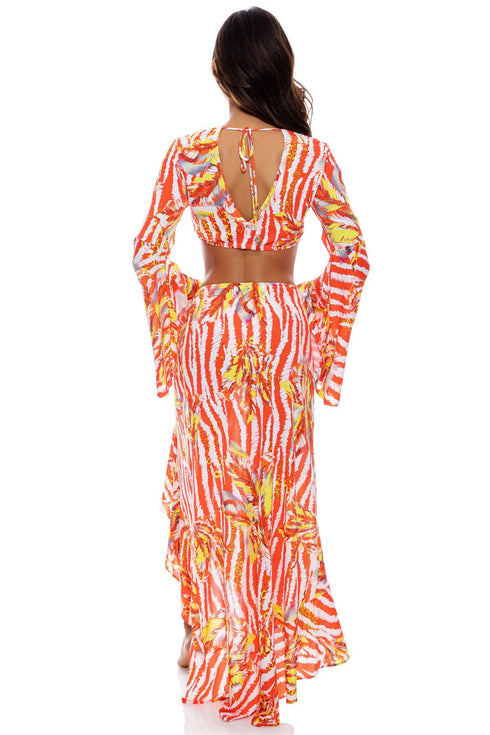 Luli Fama Love Me Wild Bell Sleeve Crop Top